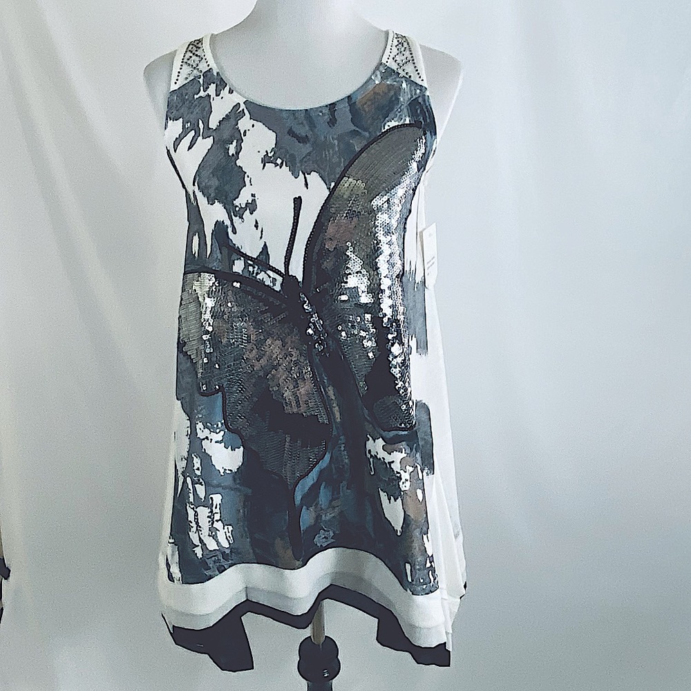Fleur De Les Butterfly Sequin shark Bottom Top is Stunning NWT